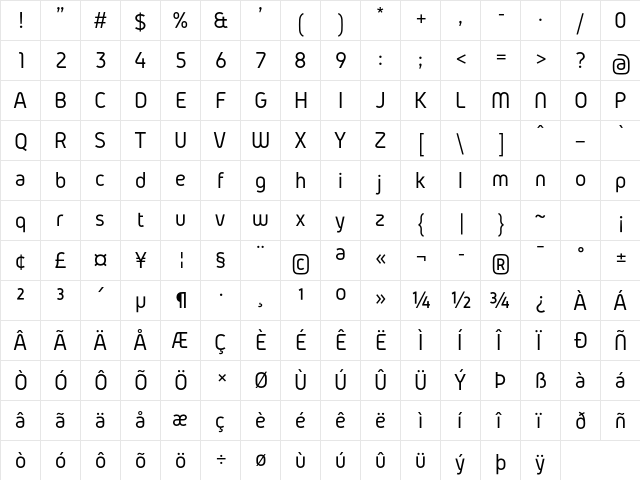 Gidolinya Regular  glyph index