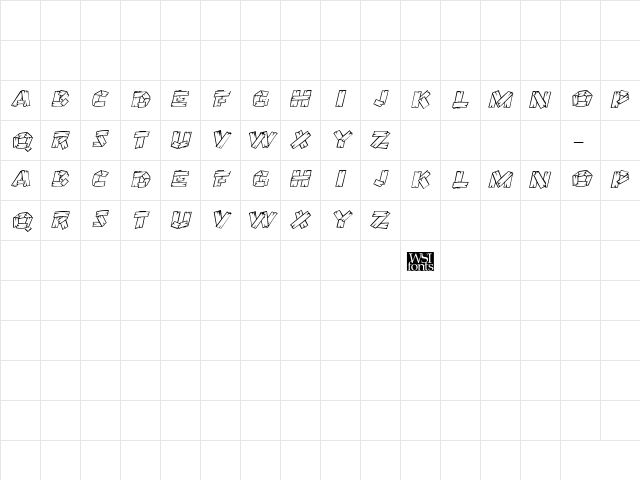OutHouseDisplayCaps Italic  glyph index