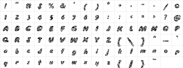Groovy Regular  glyph index