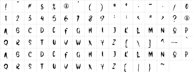 Fredbones Personal use Only Regular  glyph index
