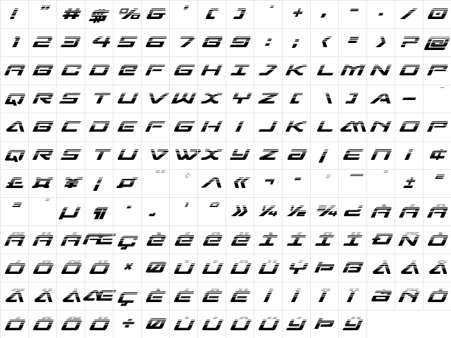 Sabre Shark Halftone Regular  glyph index