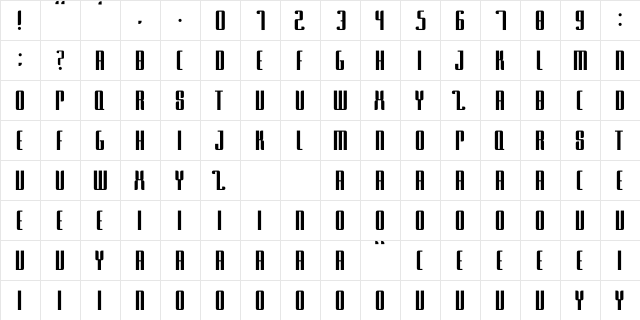 PingPong Regular  glyph index