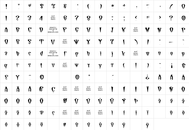 daddio dot (eval) Regular  glyph index