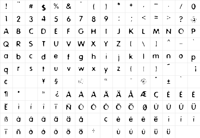 Onsoku Seinen Plane  glyph index