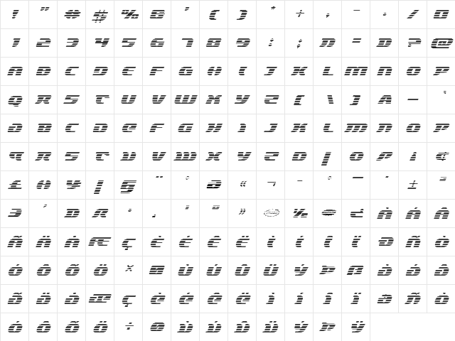 Lord of the Sith Gradient Italic Italic  glyph index