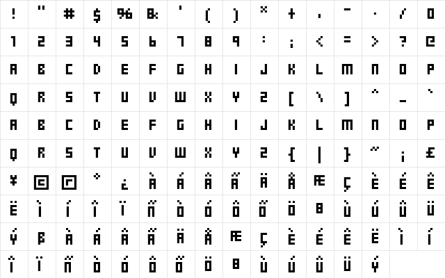 FFF Simplicity Extended Regular  glyph index
