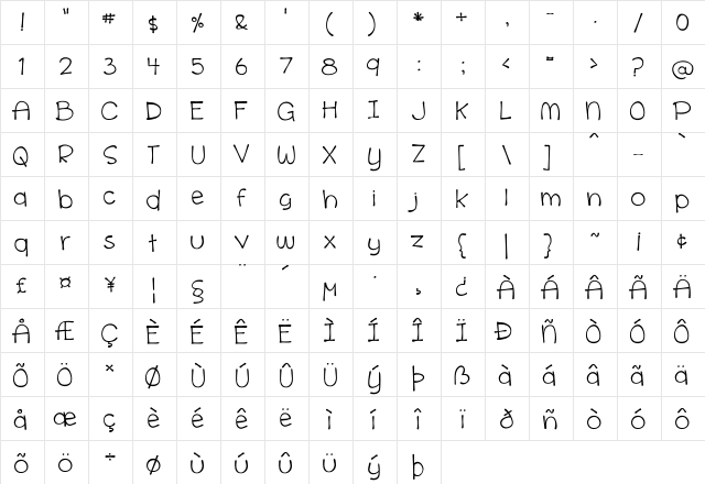 cinnamon cake Regular  glyph index