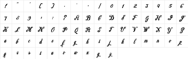 American Pop Plain Regular  glyph index