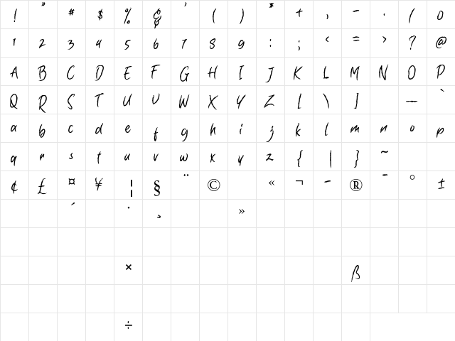 Natural Solid Regular  glyph index