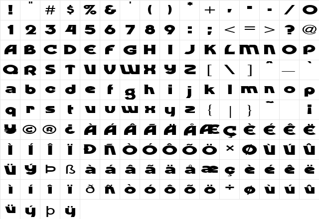 FZ JAZZY 52 EX Normal  glyph index