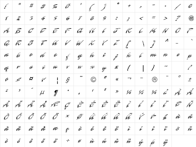 Laser ICG Chrome Alt Regular  glyph index