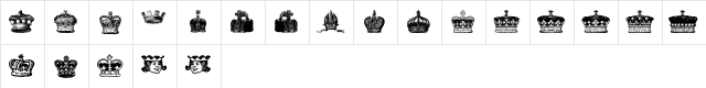 crowns and coronets Regular  glyph index