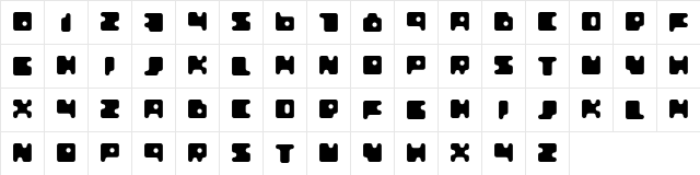 JustFont Regular  glyph index