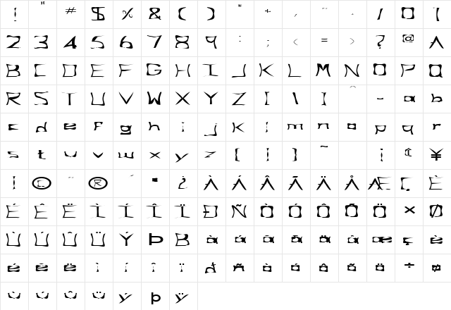 FZ WARPED 34 EX Normal  glyph index