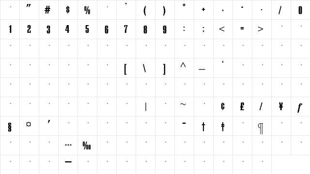 EuropaGrotesqueExtraBoldTab Regular  glyph index