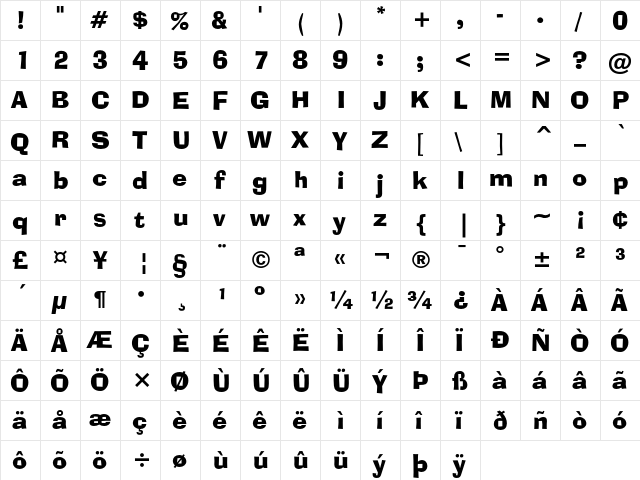 Ad Lib Regular  glyph index