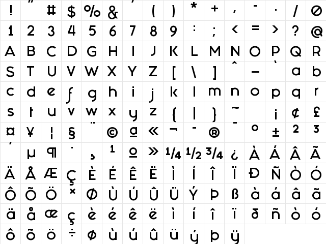 Fashion Fetish Regular  glyph index