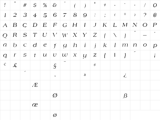 One Way Out 2 Regular  glyph index