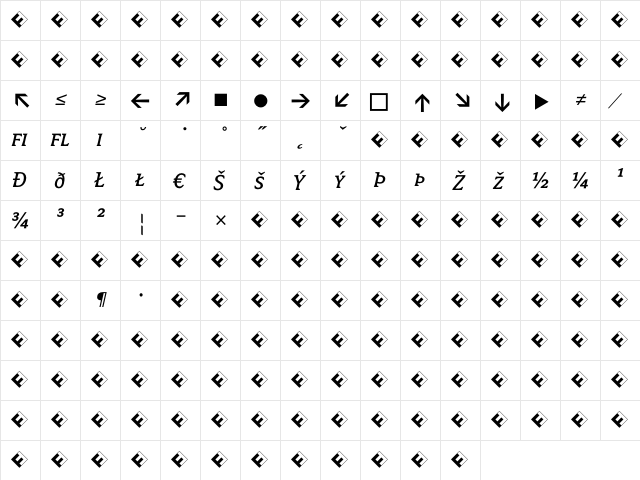 Avance Regular Exp SC Italic  glyph index