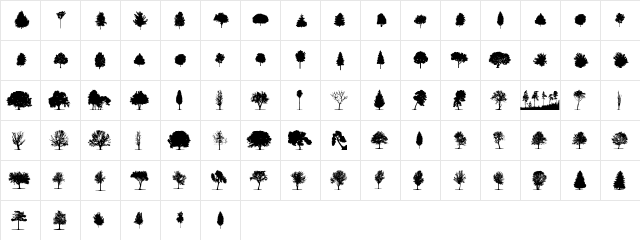 trees TFB Regular  glyph index