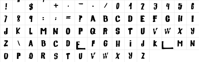 Descolorido Regular  glyph index