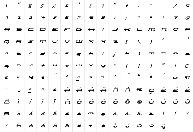 Atomic InlineItalic  glyph index