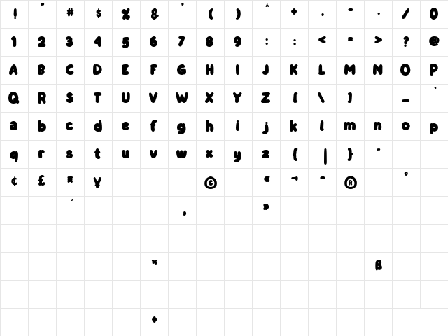 Babelgam Regular  glyph index