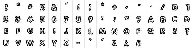 Carvings Regular  glyph index