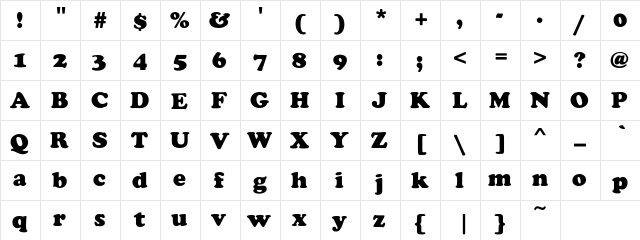 Cooper-Heavy Regular  glyph index