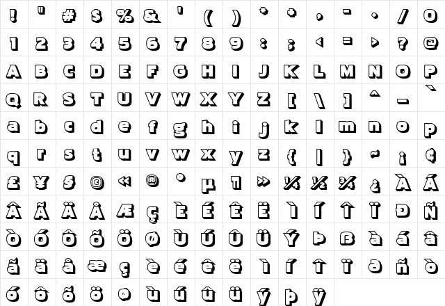 Pakenham Boss Regular  glyph index
