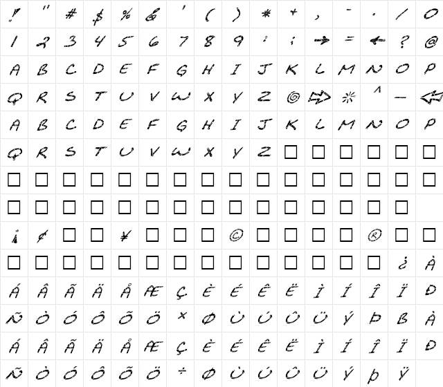 FZ JAZZY 29 CRACKED ITALIC Bold  glyph index