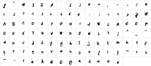 My Hand Fights Regular  glyph index