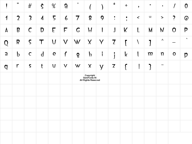 Isildur High Regular  glyph index