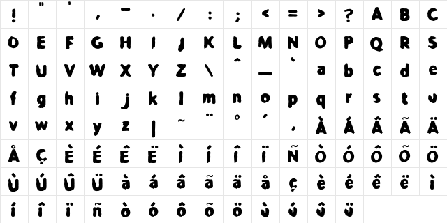 BlueApplet Regular  glyph index