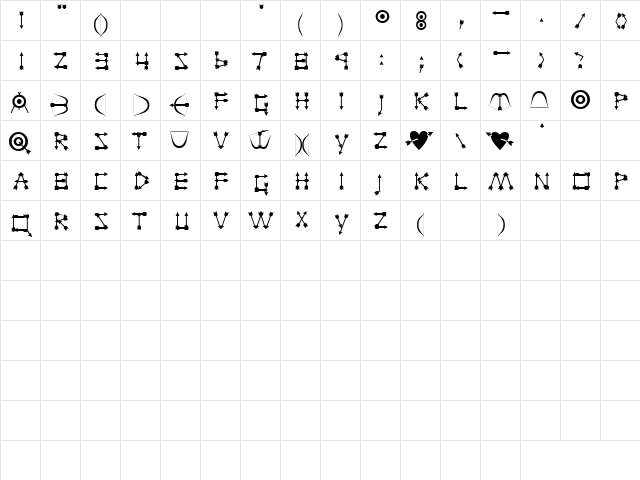 GE William Tell Caps Regular  glyph index