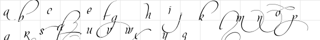 Mon Amour Script Swashes Regular  glyph index