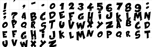 Kraash Black Regular  glyph index