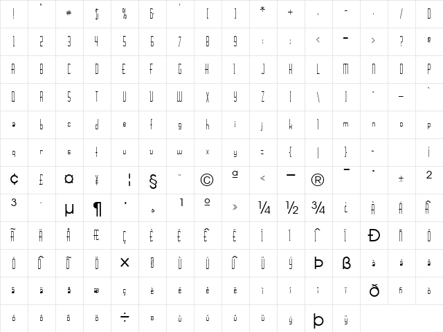 High Regular  glyph index
