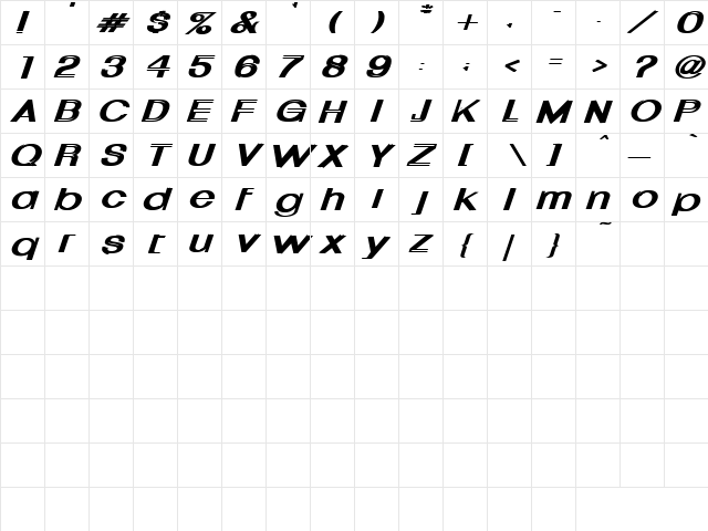 Core 2 Regular  glyph index