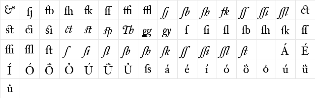 ArchetypeXperts Regular  glyph index