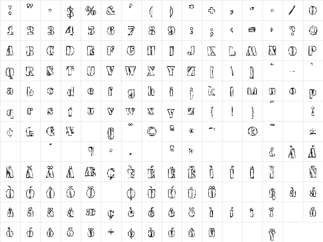 WendyBeckerOpenRandom Regular  glyph index