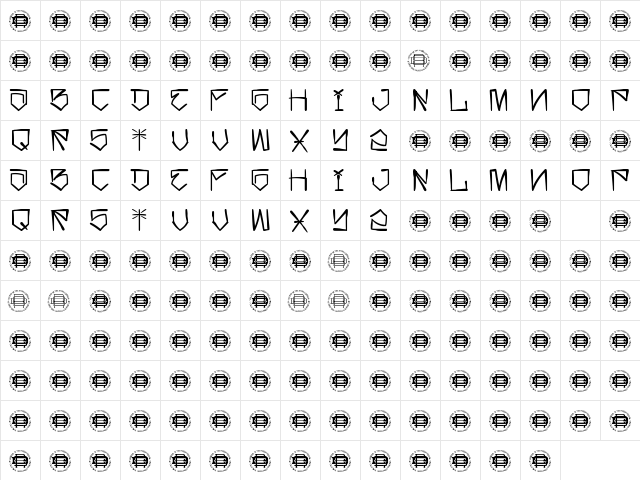 Califas Demo Regular  glyph index