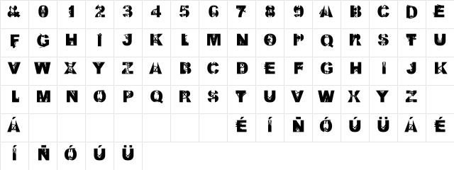 Kill All Fonts Just Aggression Regular  glyph index