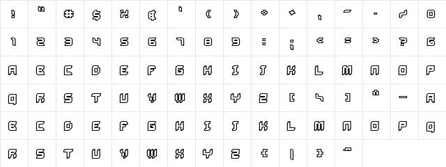 Bug2K Regular  glyph index