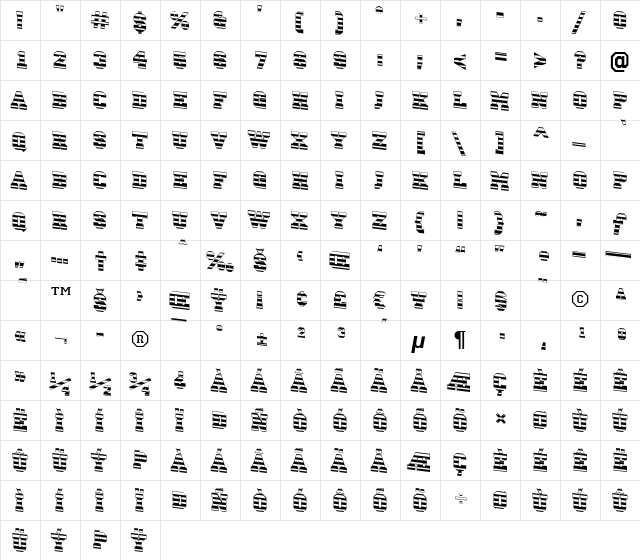 a_CampusMrDn Bold  glyph index