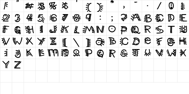 ManicPopThrill Heavy  glyph index