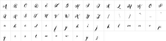 Hefalo script Regular  glyph index
