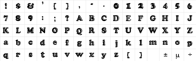 Yours 6 Regular  glyph index