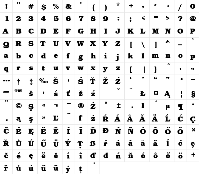 BookmItcTEEBol Regular  glyph index