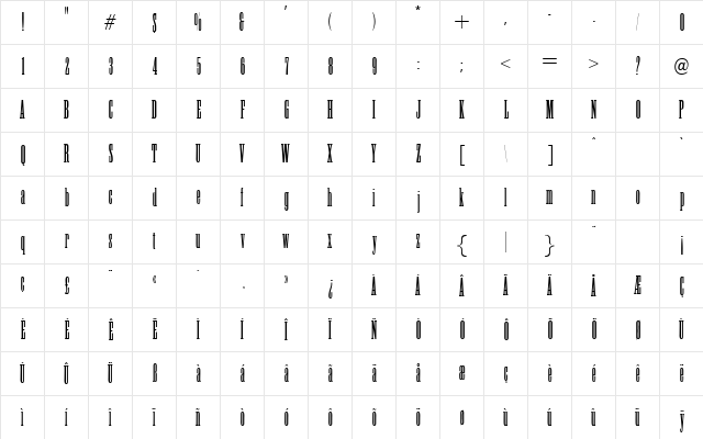 Dommono Regular  glyph index